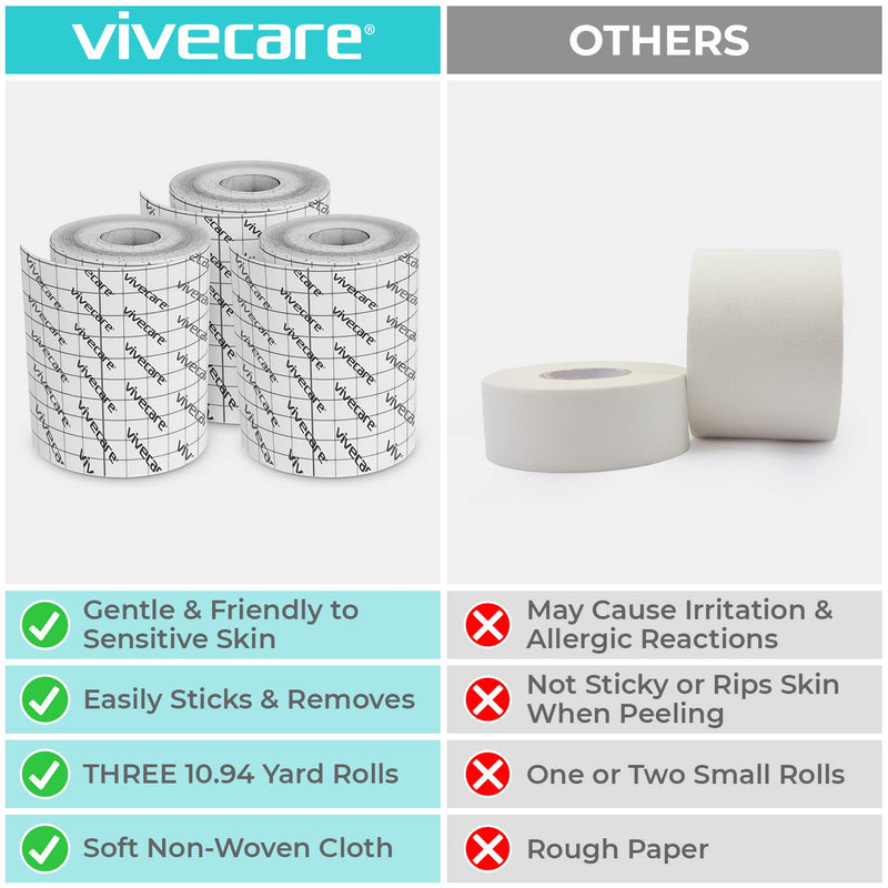 [Australia - AusPower] - ViveCare Soft Cloth Surgical Tape 2" x 10 Yards (3 Rolls) - Hypoallergenic Medical Paper Tape for Wound Care - First Aid Kit Supplies for Wound Dressing - Latex-Free Breathable Tape Gauze 2 In 