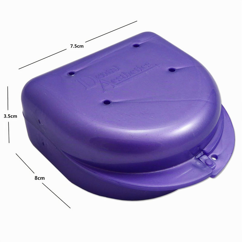 2 x Mouth Guard Box for Ortho Retainers, Sports Dentures, Dentures and More (Purple and Green) Purple and Green.