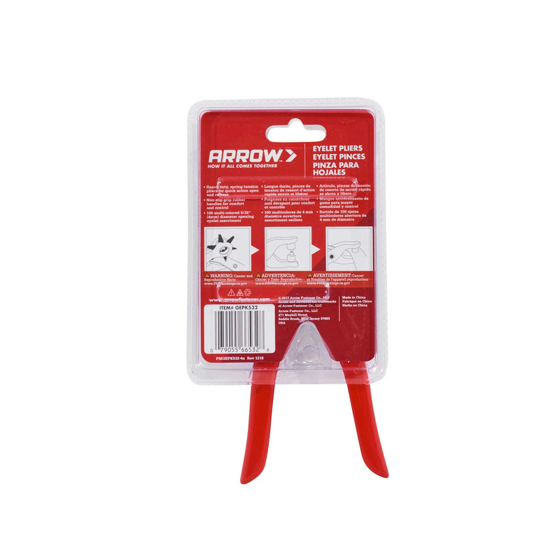 [Australia - AusPower] - Arrow GEPK532 Eyelet Tool Kit, Hole Punch Pliers for Fabric, Leather, Canvas, Includes 100 Eyelets, 5/32-Inch, Gold,silver 
