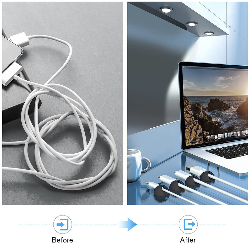 [Australia - AusPower] - 12 Pack Cable Clips, Znben Cord Organizer Holder Adhesive Cable Management Charger Wire Holder Clips for Desk, Home, Office, Car, Cubicle, Nightstand Black Small 