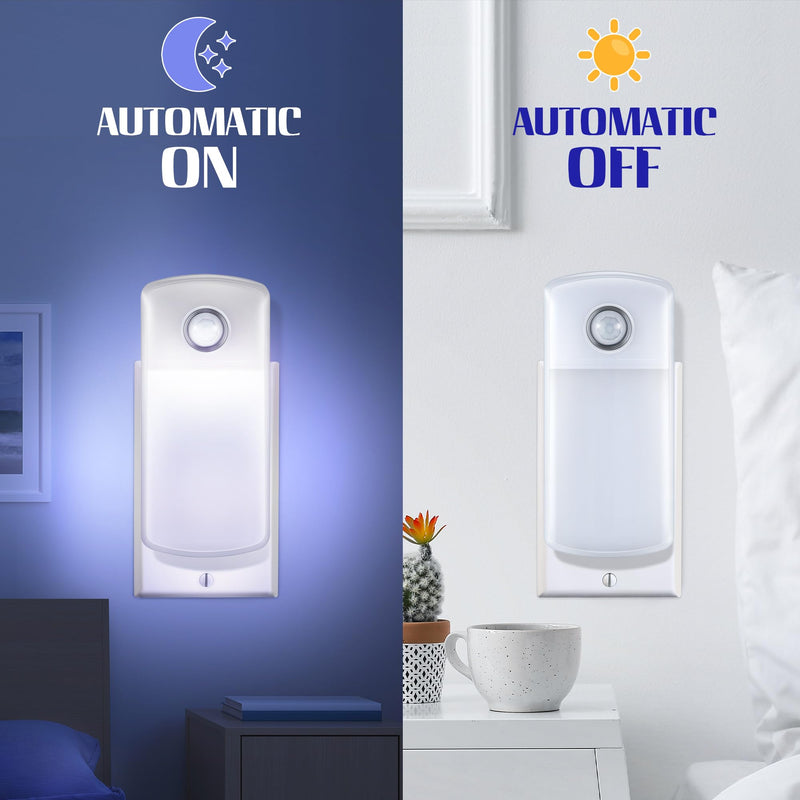 Enhon Emergency Power Failure Night Lights, 5-in-1 Multi Color LED Light, Rechargeable Flashlight with Foldable Plug, Automatic On Off Motion Sensor for Bedrooms, Hallways, Black Outs(3 Pack) 3