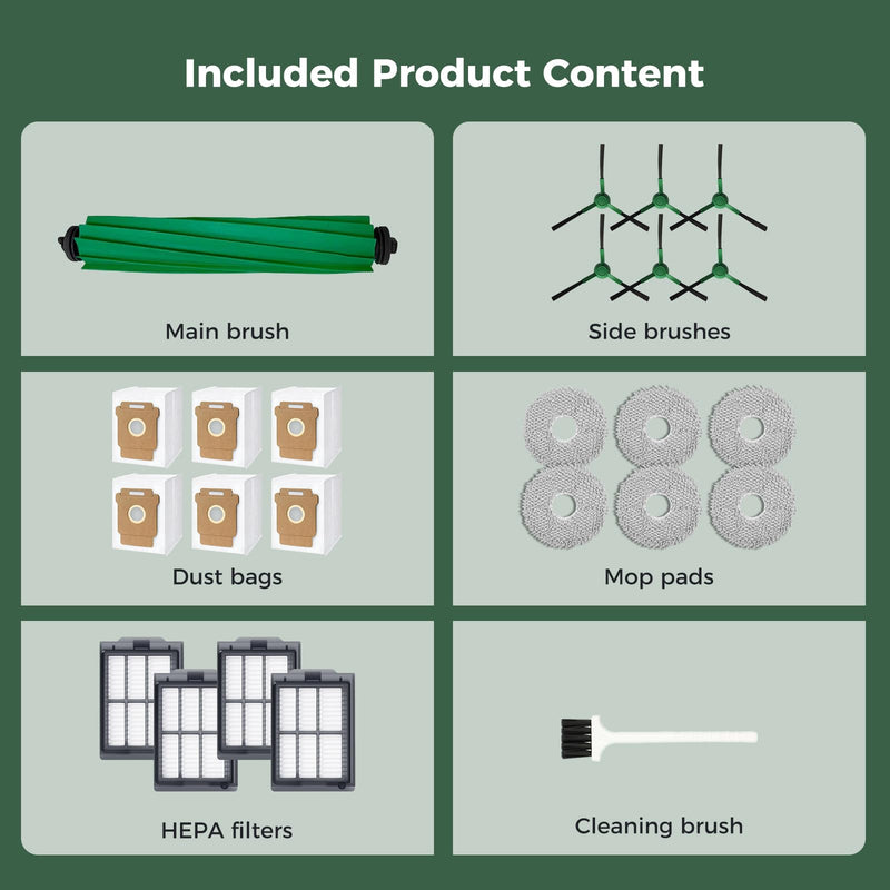 [Australia - AusPower] - 24 Pcs Accessories Kit for iRobot Roomba Plus 405 Combo/505 Combo/507 Combo Robot Vacuum Cleaner: 1 Main Brush, 6 Dust Bags, 6 Mop Pads, 4 Filters, 6 Side Brushes and 1Cleaning Brush(400/500 Series) Combo 405/505-SET24 