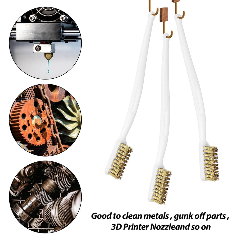 [Australia - AusPower] - 3 Pcs Copper Wire Brush Small Brass Brush 3D Printer Nozzle Cleaner Tool Copper Cleaning Toothbrush Masonry Brush Brass Brush Handle Hot End Cleaning Wire Bristle for Cleaning Welding Slag and Rust 