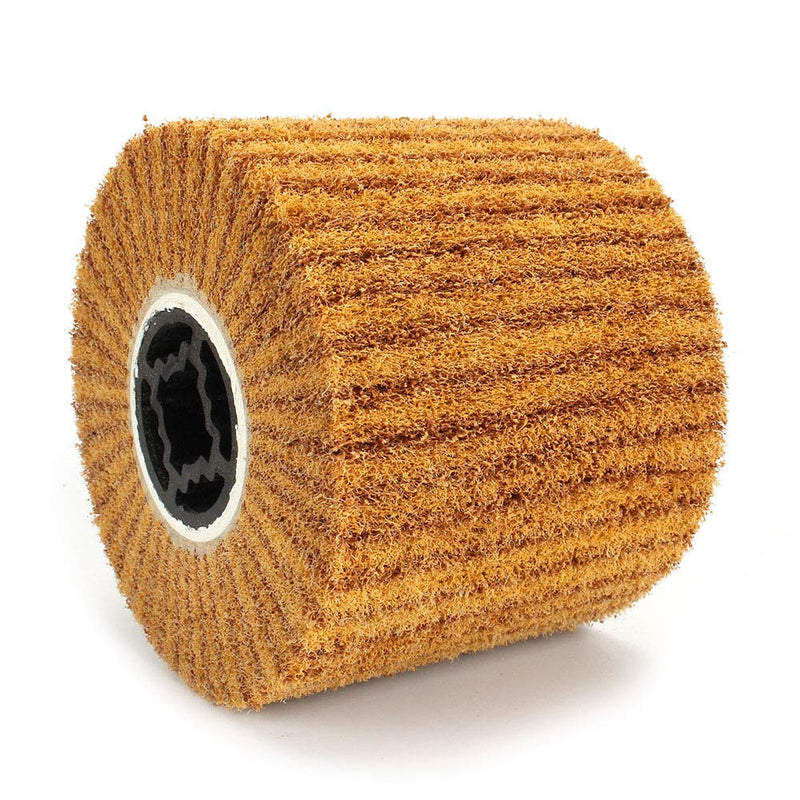 [Australia - AusPower] - 120x100x19mm Non-Woven Abrasive Wire Drawing Polishing Burnishing Wheel Flap Brush for Surface Treatment Stainless Steel, Aluminum, Copper, and More - 120 Grit 120# 