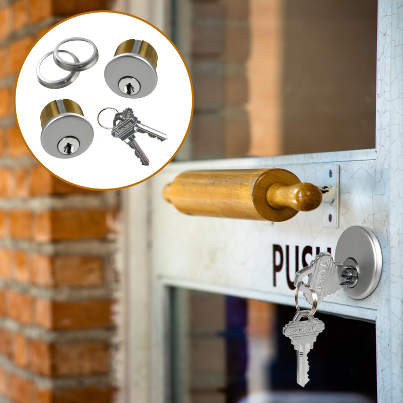 Commercial Mortise Door Lock with Double Cylinder, 1-1/8" Backset Storefront Door Hook Bolt Lock, Solid Brass Cylinder, Direct Replacement for Aluminum Narrow Stile Doors (Silver) Silver 1-1/8"Hook Deadbolt,Double Cylinder