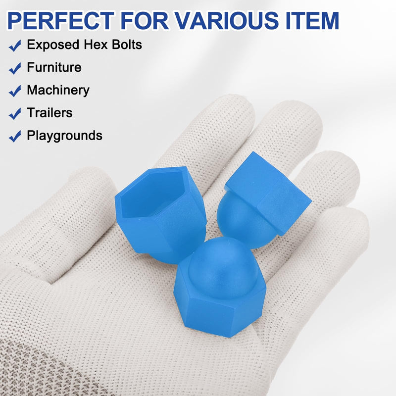 [Australia - AusPower] - PATIKIL 50 Pcs Hex Nut Cover, M14x22x27mm Nylon Screws Bolt Covers Caps Dome Acorn Hex Head Bolt Protection Cap for Screws Nut, Blue 