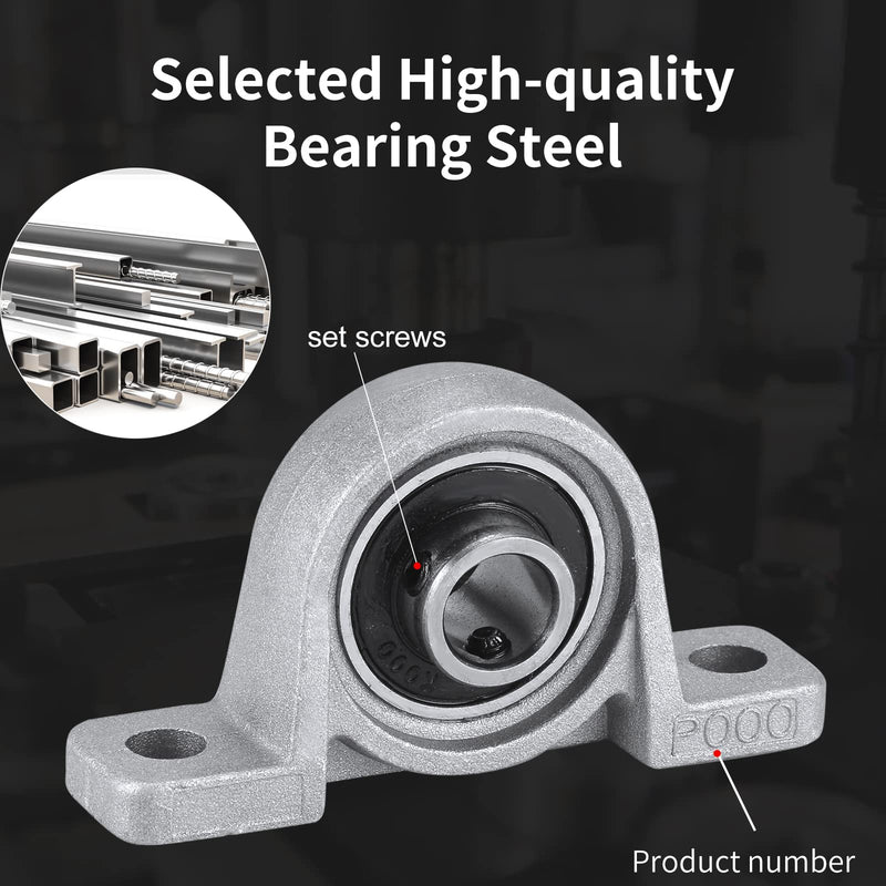 [Australia - AusPower] - KP000 Pillow Block Bearing, Mount Flange, 10mm Bore Unit, Self-Aligning 2-Bolt, Zinc Alloy Housing, Set Screw Locking Style (4 Pack) KP000 KP000 Pillow Block Bearing 