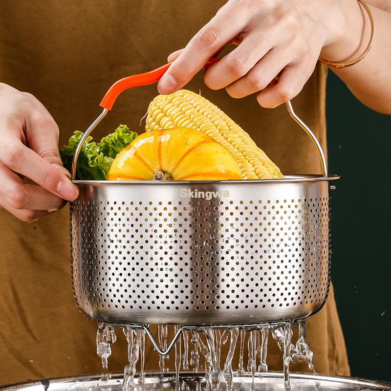 Steamer Basket for Instant Pot 18/8 Stainless Steel Strainer Basket Pressure Cooker Accessories (6L) 6L
