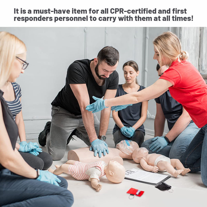 [Australia - AusPower] - 50 Packs CPR Pocket Mask Keychain, CPR Face Shield with One Way Valve Breathing Barrier for First Aid or ADE Training 1 Count (Pack of 50) 
