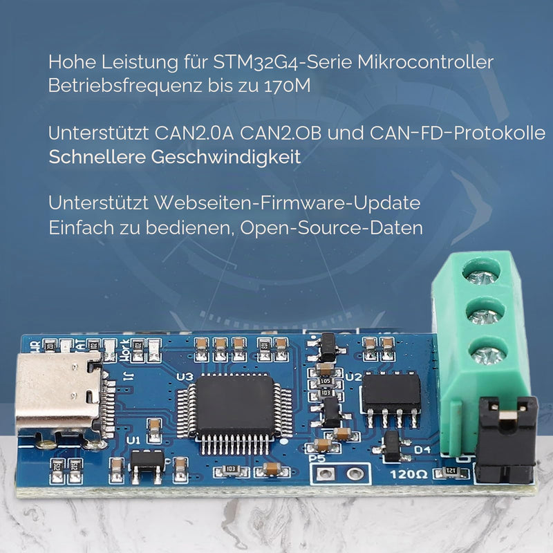 SEAFRONT USB to CAN Module Type C Power Supply Converter Adapter for CAN 2.0A CAN 2.0B CAN FD Protocol Bus Analyzer V2.0 LED Display High Performance