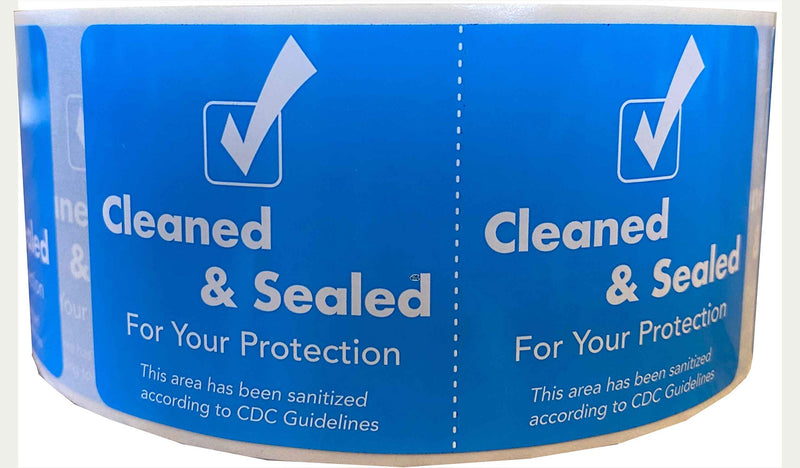 Cleaned and Sealed Tamper Seal Labels Blue 2 x 4 Inch 500 Total Labels Tamper Evident Tape for Hotels, House, & Car Rentals, White Plastic Permanent Adhesive, Tape Indicates Cleanliness & Security