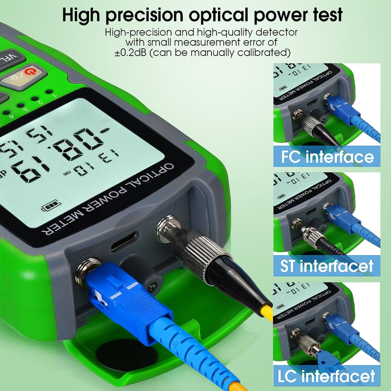 [Australia - AusPower] - Rechargeable Optical Power Meter A-MC70-30 (-70~+10dBm) mini Fiber Cable Tester for SC/FC/ST/LC Interface 4-in-1 Function with Fiber Test Pen 30 & RJ45 LED Equipped with 1 FC-LC Adapter 