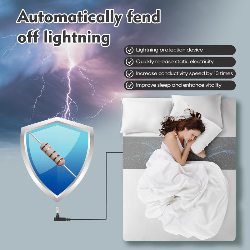[Australia - AusPower] - Grounding Sheet for Bed 90% Organic Cotton+10% Pure Silver Fiber, Grounding Fitted Sheets for All Mattress Sizes, with Static grounding Cord and Test Pen (Gray, 105.1 * 23.1inch) Gray 105.1*23.1inch 