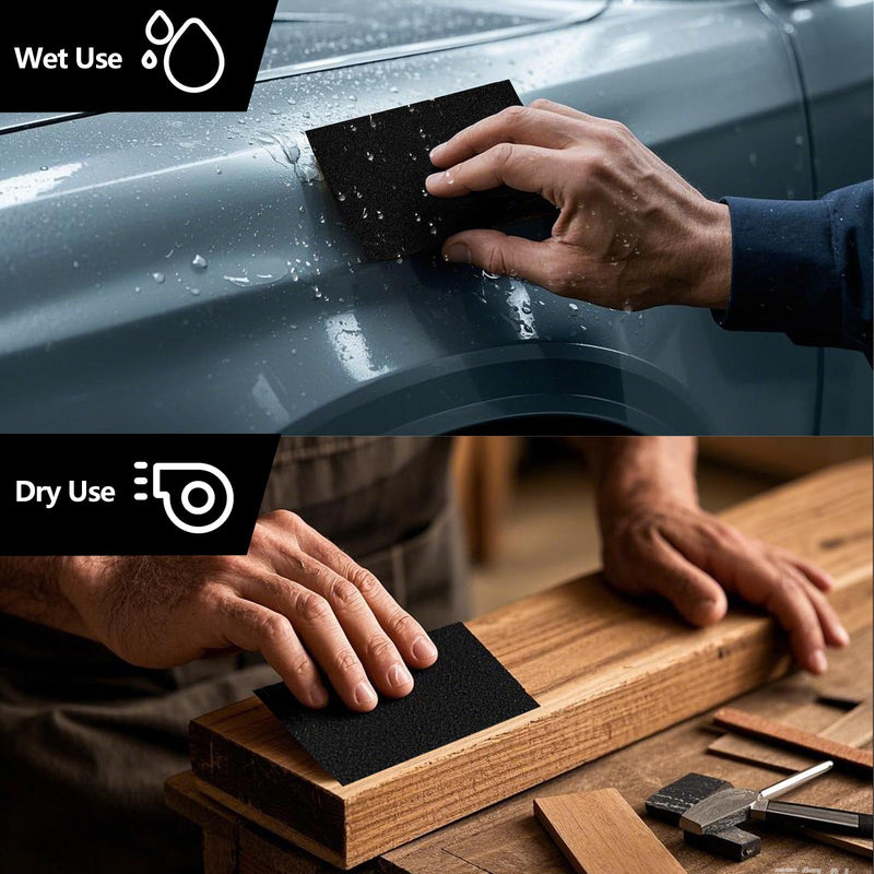 [Australia - AusPower] - STEBRUAM 15 Piece Sandpaper Set Dry and Wet Sandpaper 1000/2000/3000/5000/10000 Grit Fine for Car/Wooden Furniture/Metal 9 x 11 Inch Wet Sandpaper Mix grit, 15 pieces 