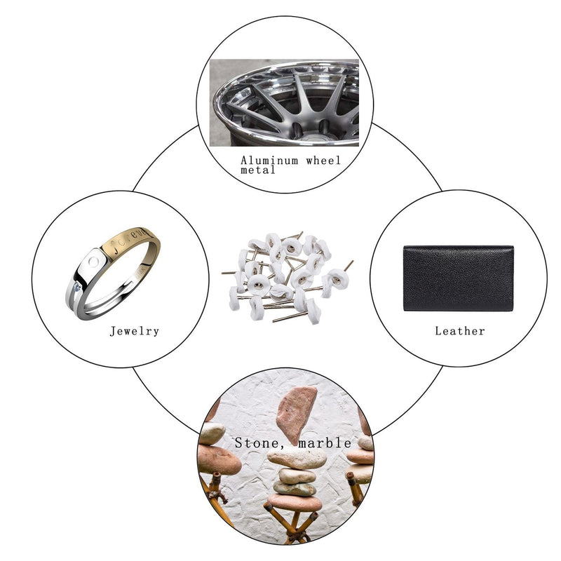 [Australia - AusPower] - Little Buffer Wheels Buffing and Polishing Wheel for Rotary Drill Tools White,3mm Mandrel 20 Pieces 