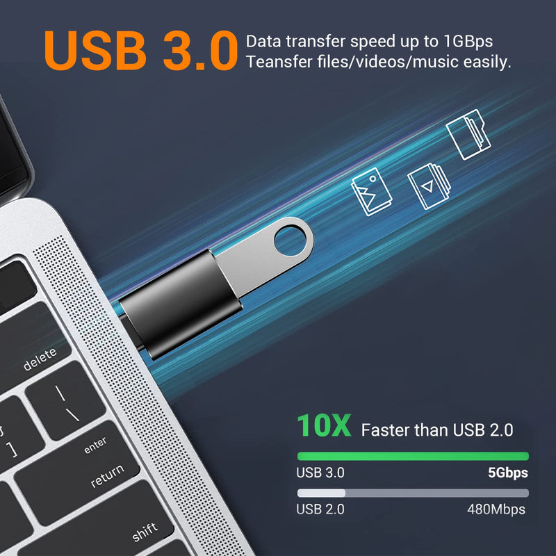 [Australia - AusPower] - Temdan USB to USB C Adapter 4 Pack,【2*Type C Female to A Male Charger Converter】&【2*USB C Male to USB Female】 for Apple Watch Ultra 8 9,iPhone 15 Pro Max 14 13 12,AirPods,OTG Adapt USB to USB C-Black Black 