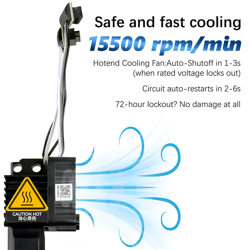 Original Bamboo Lab P1 Hotend Assembly Complete with Stainless Steel 0.2mm Nozzle,Ceramic Heater,Thermistor, Cooling Fan,Silicone Sock for P1S P1P 3D Printer Extruder Heating Block Replacement P1 Series