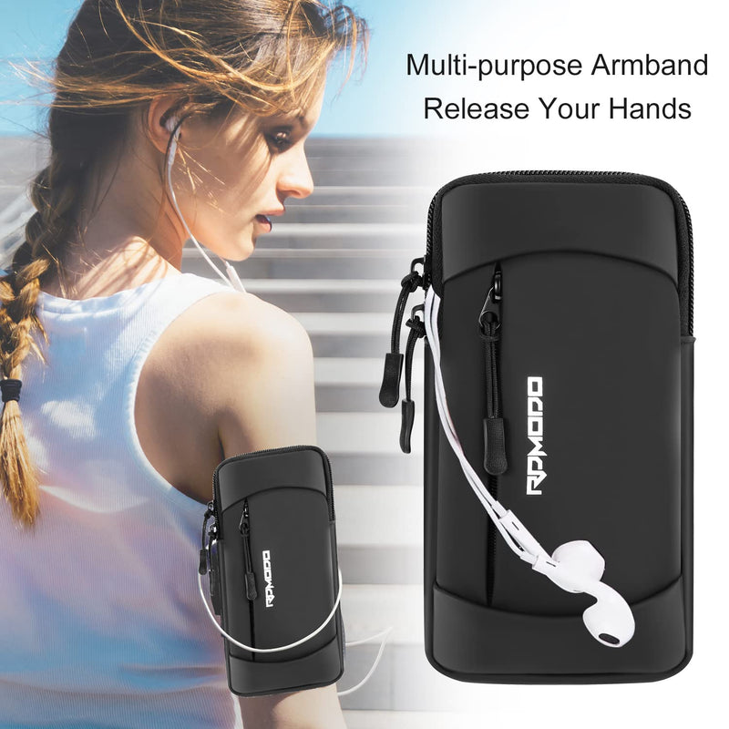 [Australia - AusPower] - Phone Holder for Running, Large Capacity Arm Band for Phone for Running Walking, Lightweight Armband Cell Phone Holder for iPhone 12 13 14 15 Samsung Galaxy S23 S22 Ultra Under 7.5 Inch (Black) 01-Black 