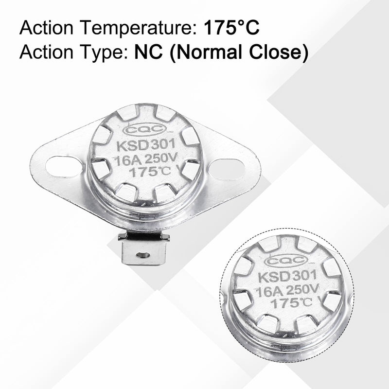 [Australia - AusPower] - uxcell KSD301 Thermostat 175℃/347°F 16A Normally Closed N.C Temperature Switch for Microwaves,Oven,Coffee Maker 4 Pcs,Ceramic Material 