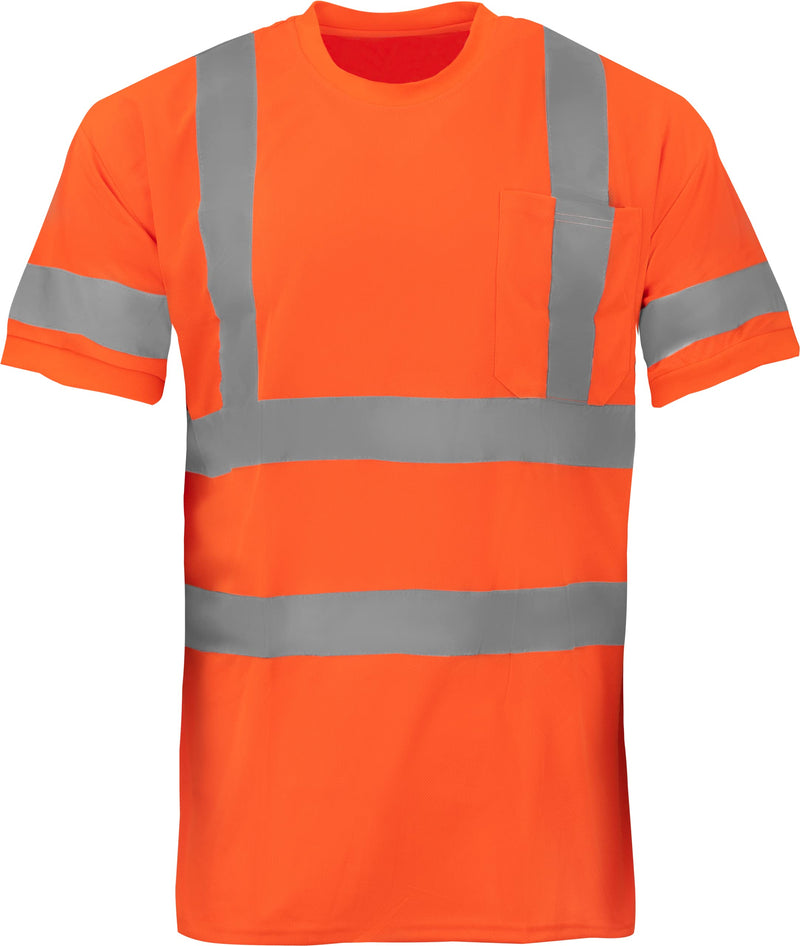 Ironwear 1201 Hi-Vis T-Shirt ANSI Class 3 Reflective Safety Short Long Sleeve High Visibility Crew Neck Shirt Medium Orange