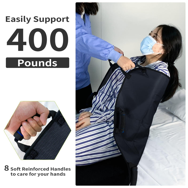 [Australia - AusPower] - Positioning Bed Pad with Handles - Multipurpose 34" x 50" Reusable & Washable Patient Transfer Sheet Bed Pads for Elderly, Bedridden, Transfer, Turning, Lifting & Repositioning Home & Hospital 34*50" Black 