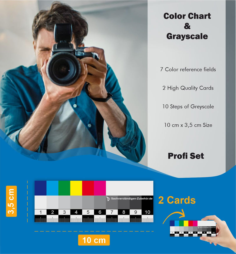 [Australia - AusPower] - Sachverständigen-Zubehör® Grey Card for White Balance as [Plastic Light Meter] Set of 2 | Photography | Colour Fans | ColorChecker | Colour Cards Photography | Colour Wheel Editing Program 10 cm - Old (2) 