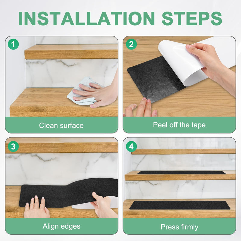 [Australia - AusPower] - 15-Pack Anti Slip Traction Tape 24" x 4" Best Grip Tape Grit Outdoor Non-Skid Tape High Traction Friction Abrasive Adhesive for Indoor/Outdoor Stairs Step [Black] 15 24 Inch X 4 Inch 