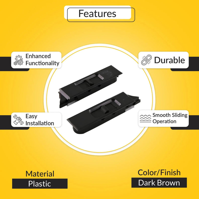 Brixwell Snap in Tilt Latch,Left and Right Pair, Plastic Material, Dark Brown Finish, 2-21/32" Length, 5/64" Stile Snap Size, 1/4" Nose Size, Suitable for Tilt Window Applications 5/64" {5}