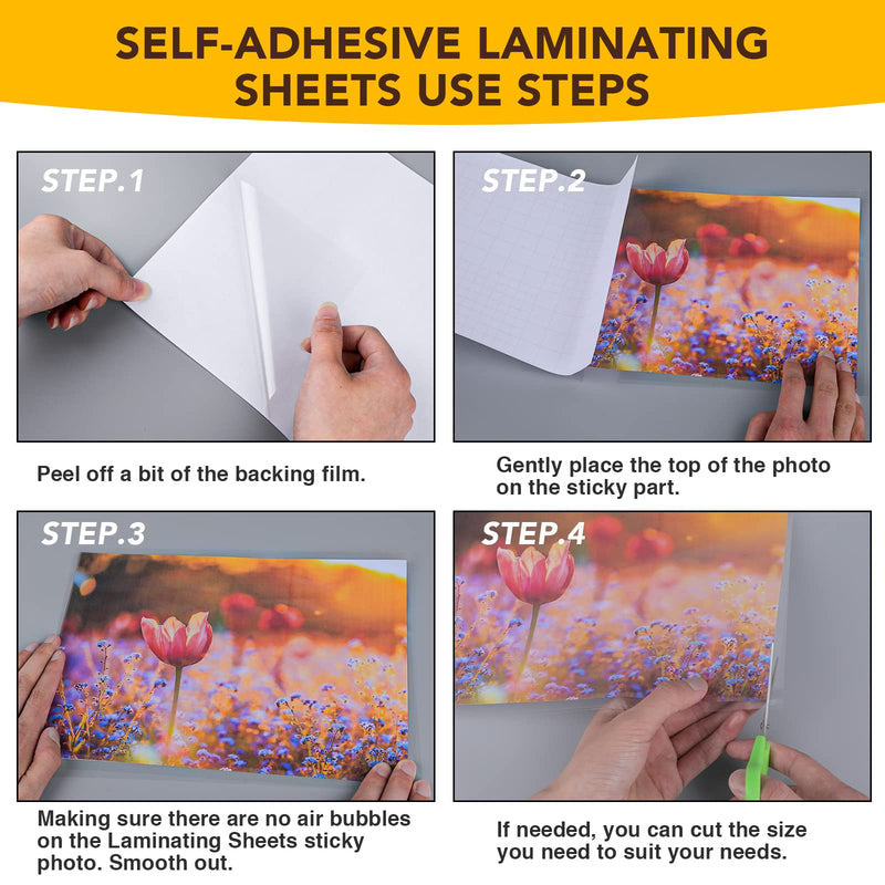 [Australia - AusPower] - 40 PCS Self-Adhesive Laminating Sheets, 9 x 12 Inches Clear Laminating Sheets No Machine Needed Self Sealing Laminate Sheets 40 Pcs 