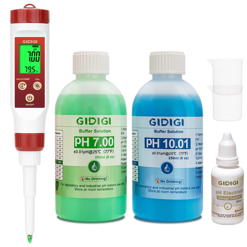 [Australia - AusPower] - pH Meter for Food,Digital pH Meter for Fermentation,Hot Sauce pH Meter Calibration Solution Kit,Includes pH 7.00, 10.01 and pH Electrode Protection Solution 