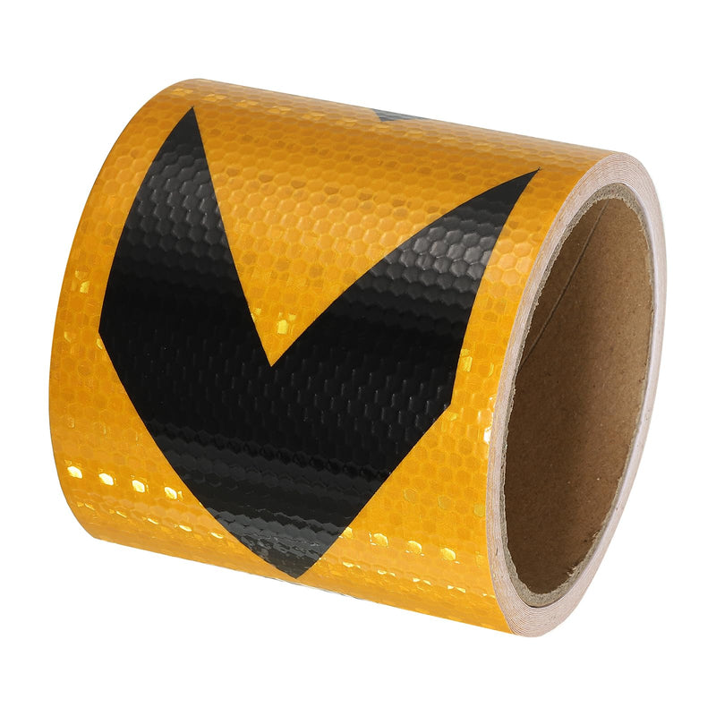 PATIKIL Reflective Tape, 4 Inch x 16 FT Arrow Waterproof Reflector Tape Self-Adhesive High Visibility Warning Safety Tape for Cars Trucks Trailers, Yellow and Black