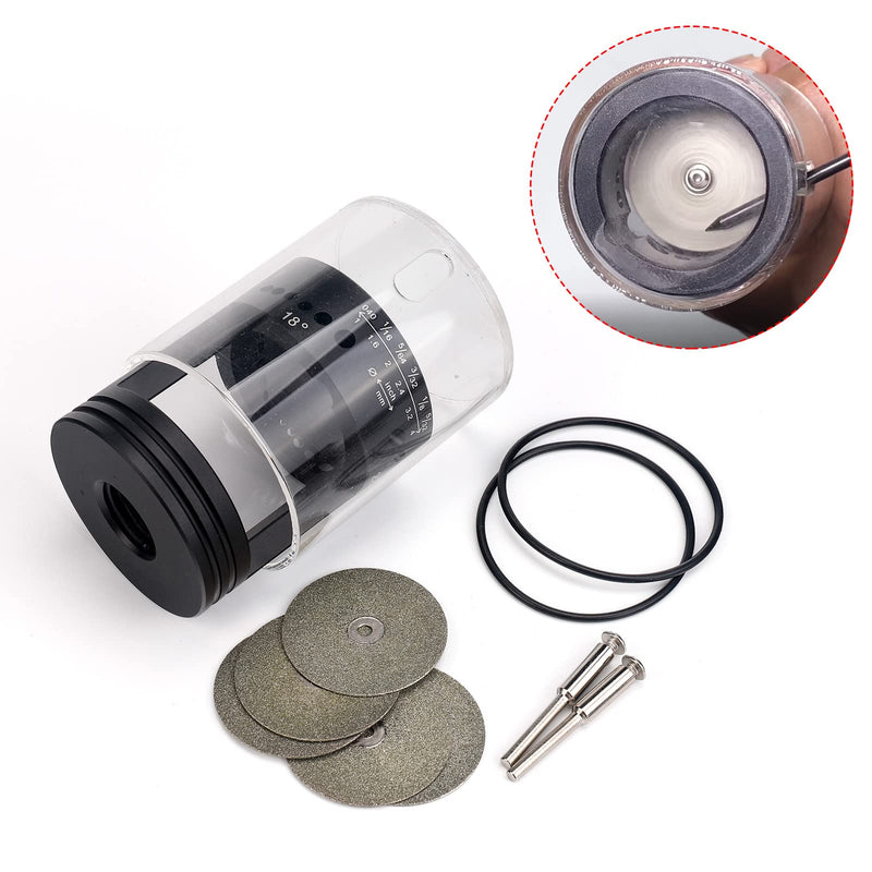 3mirrors Healthy Version ALUMINUM Tungsten Electrode Sharpener Grinder Head,TIG Welding Rotary Tool 24 Holes, 6 size 4 Angles, Dust Housing, 2 CNC Mandrel，5pc Diamond Wheels For Most Rotary tool