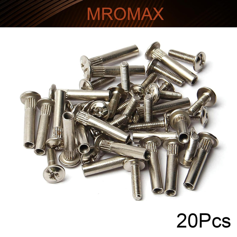 MroMax M5 Binding Screw, M5 x 25mm Nickel Plated Carbon Steel Cross Head Chicago Screw Binding Post Screw Kit for DIY Leather Decoration and Scrapbook and Photo Albums Bookbinding 20Pcs 20