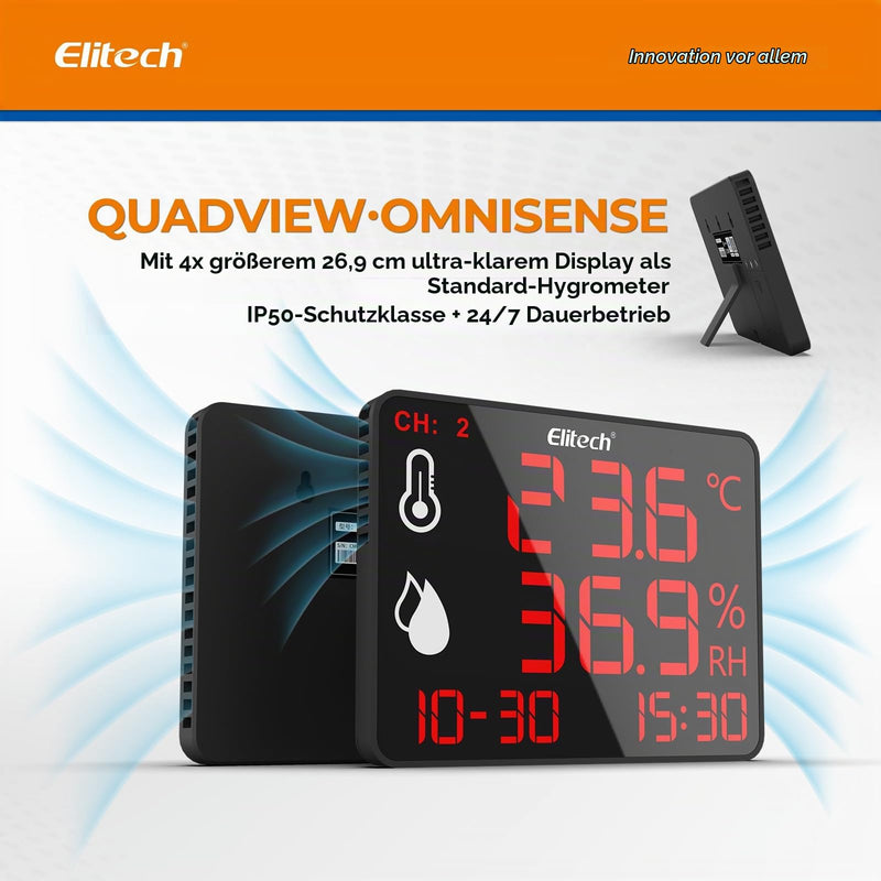 Elitech WiFi Thermometer, Temperature and Humidity Meter, Large Display Data Logger with External Sensors, Real-time Monitoring for Warehouse, Laboratory, Home, Greenhouse DR-230W-THE Wi-Fi single probe