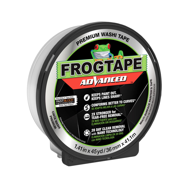 FrogTape Advanced Painter's Tape, 1.5 in Wide (1.41 in x 45 yd) Multi-Surface Painters Tape with PAINTBLOCK, Conforms Around Curves & Contours, Tear-Free Removability, Green, 1 Roll (105891) 1.5” x 45 yd (Pack of 1)