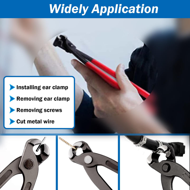 [Australia - AusPower] - Ear Clamp Pliers 9 Inch Hose Clamp Crimping Tool Carbon Steel Pinch Clamp Pliers Install Remove Clamp Nail Puller Tool for repairing pipes, fuel lines 