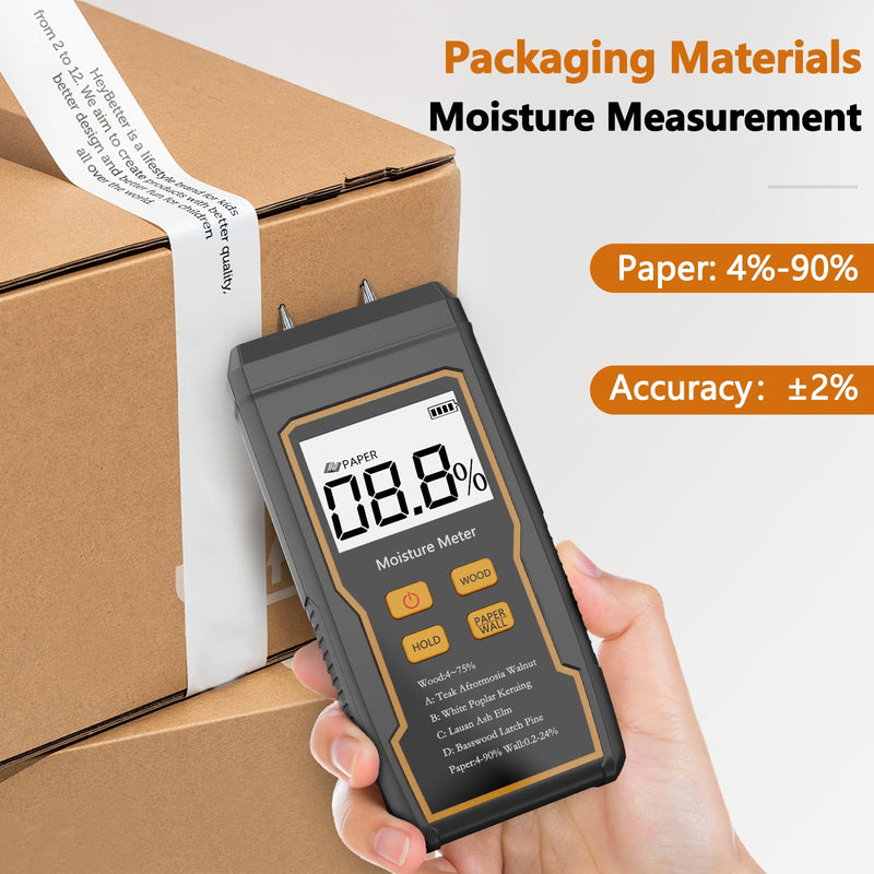 [Australia - AusPower] - Digital Moisture Meter, 4 Pins Wood Moisture Meter, Moisture Meter for Drywall, Moisture Tester for Wood, Backlit LCD Display with Audible and Visual, Suitable for Wood, Wall, Cardboard 