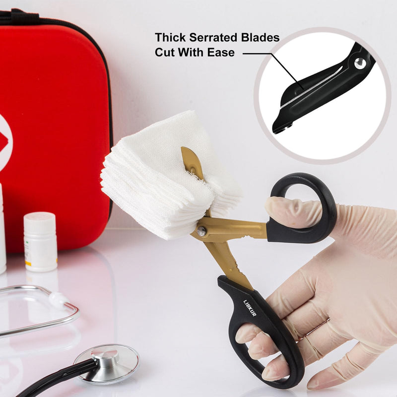 Bandage Shears Medical Scissors Trauma Shears for ER Nurse Premium Quality Stainless Steel Shear 7.5" Fluoride Coated Non-stick Blades Nursing Scissors for Doctor(Black Gold)