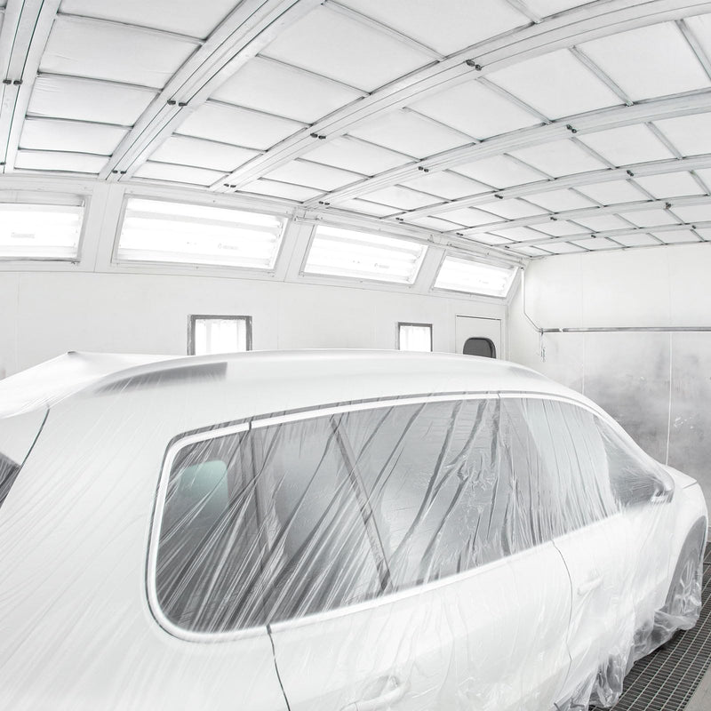 HARFINGTON Pre-Taped Masking Film 157.5" x65.6ft Double Adhesive Tape and Drape Painters Plastic Drop Cloth Film with Tape Plastic Sheeting for Automotive Painting Covering 157.5"x65.6ft 1