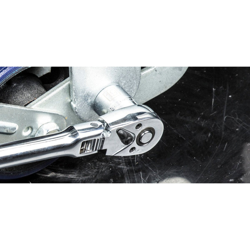 Steelman 18-inch, 3/8-inch Drive, 72-tooth Flex-Head Ratchet, Flexible Head Can Tilt 180 Degrees, Quick Release, Durable Steel, Long Extended Handle 18-Inches