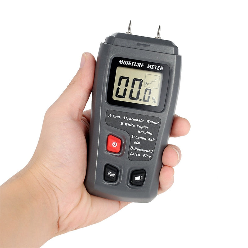 [Australia - AusPower] - BSIDE 2 Pins Wood Moisture Meter Handheld Timber Water Lumber Damp Humidity Firewood Detector Tester Backlit LCD Display Digital Moisture Meter With 4 modes and Data Hold 