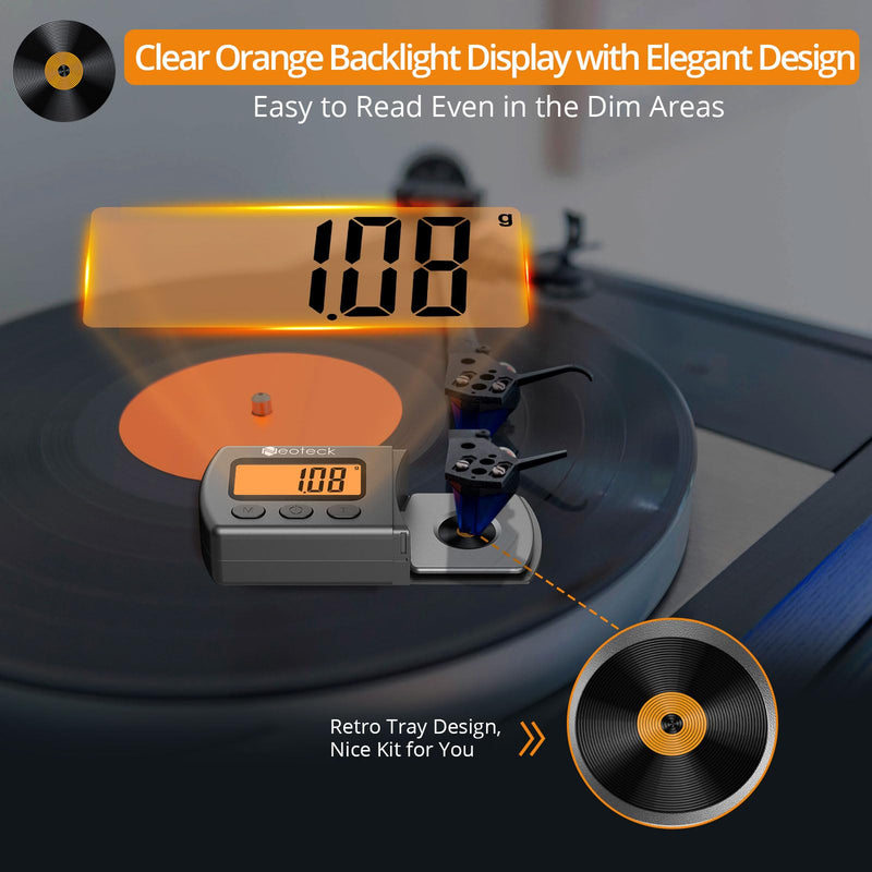 [Australia - AusPower] - Neoteck Professional Audio Calibration Kit: Turntable Stylus Force Gauge & Digital Force Gauge with LCD Backlight, Tonearm Phono Cartridge Adjustment 