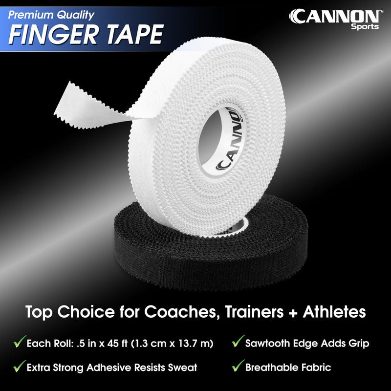 Cannon Sports 10 Pack Athletic Finger Tape - 0.5 Inch x 45 Feet Each Roll - Extra Strong Adhesive for Rock Climbing, Jiu-Jitsu, Wrestling, Martial Arts, Weight Training, Volleyball (White, 10 Pack) White