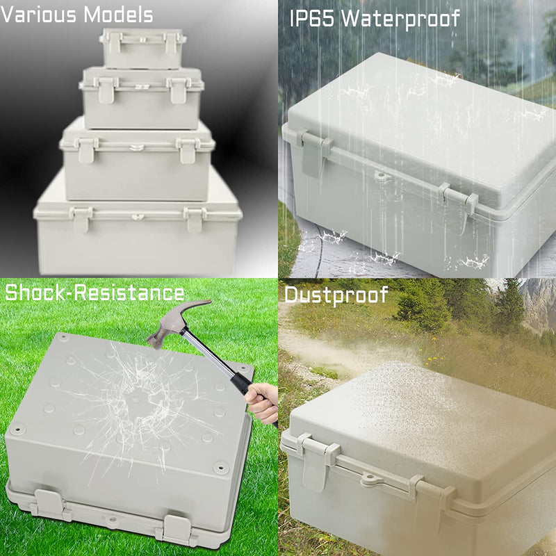 Zulkit Junction Box ABS Plastic Dustproof Waterproof IP65 Electrical Boxes Hinged Shell Outdoor Universal Project Enclosure with 2 Cable Glands 11.42 x 7.48 x 5.51 Inch (290x190x140mm) 11.42" x 7.48" x 5.51"