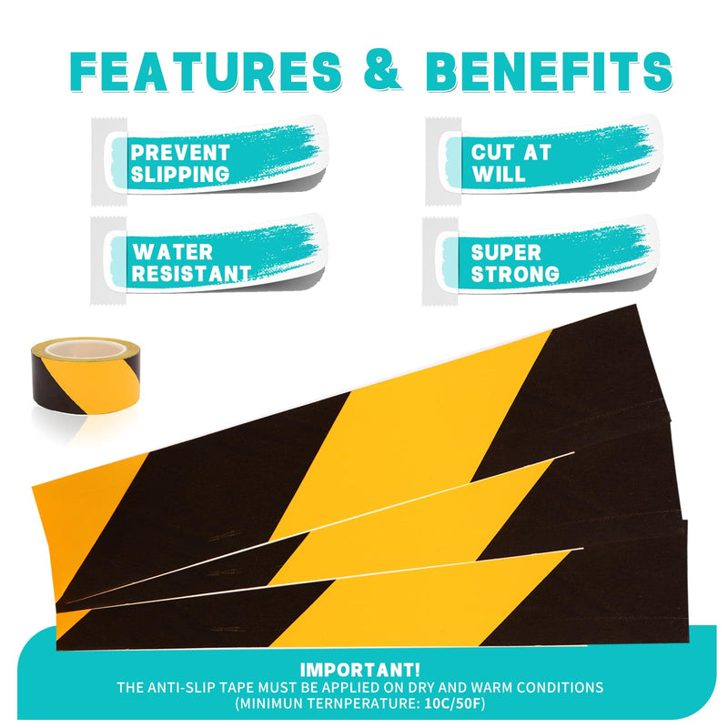 2 Inch x 110 FT Black & Yellow Floor Marking Tape, High-Visibility & Adhesive Hazard Tape for Caution & Aisle Marking, Warning Safety Stripe Tape, Caution Tape Roll for Walls Steps Pipes Equipment 2 Inch x 110 FT Black & Yellow PET Tape