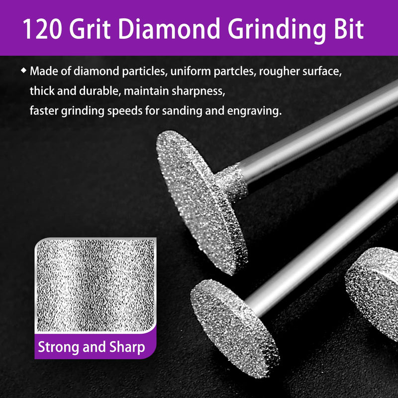 [Australia - AusPower] - 52 Piece Diamond Cutter Set, Diamond Cutter, Compatible with Dremel Grinding Attachments, Rotary Tool Accessories with 1/8 Inch (3 mm) Shank Fit for Stone Glass Ceramic Carving, Grinding, Polishing, 
