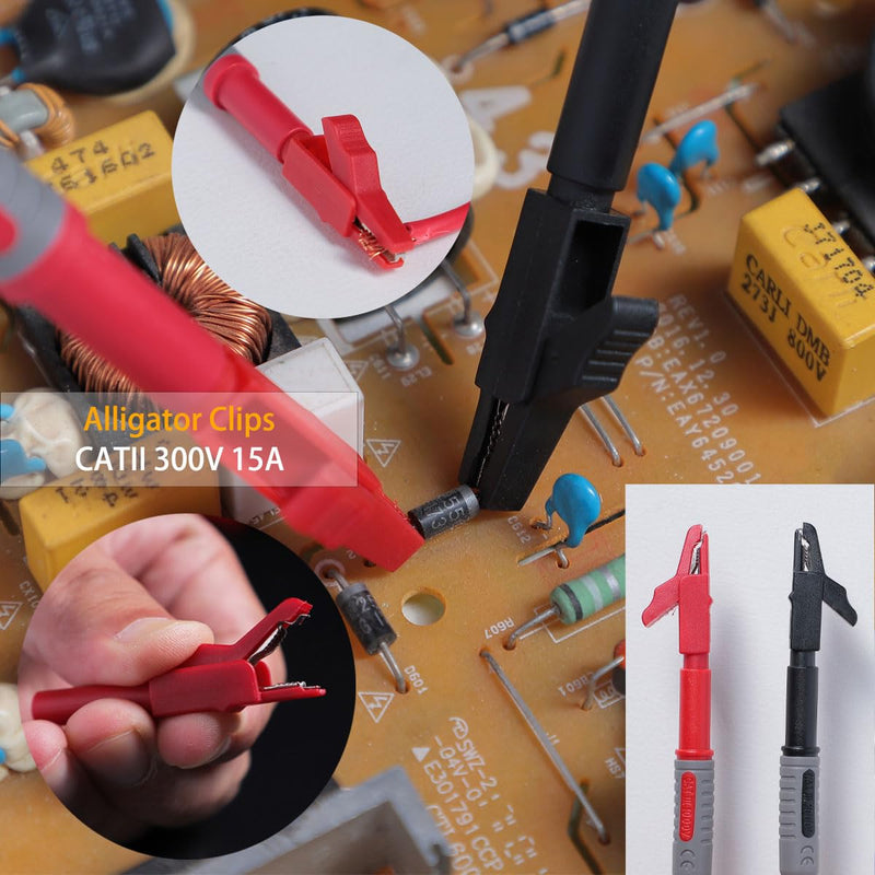 [Australia - AusPower] - TKDMR 45 Pcs Multimeter Leads Kit, Professional and Upgraded Test Leads Set with Replaceable Gold-Plated Multimeter Probes, Alligator Clips, Test Hooks,5 Colors Jumper Wires and Back Probe Pins. TKDTL4506 