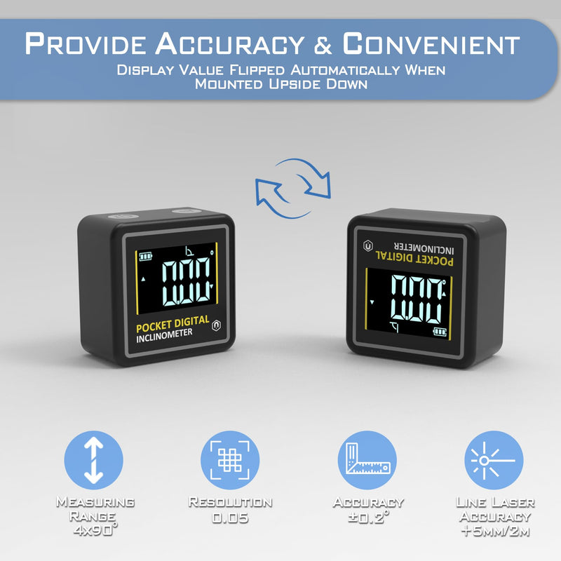 [Australia - AusPower] - KNINE OUTDOORS Mini Digital Angle Finder 4-side Strong Magnetic Angle Gauge, Table Saw Miter Protractor, Woodworking Measuring Tool, Level Box for Hanging (2 Pack, Plastic, Small Size) 2 Pack 