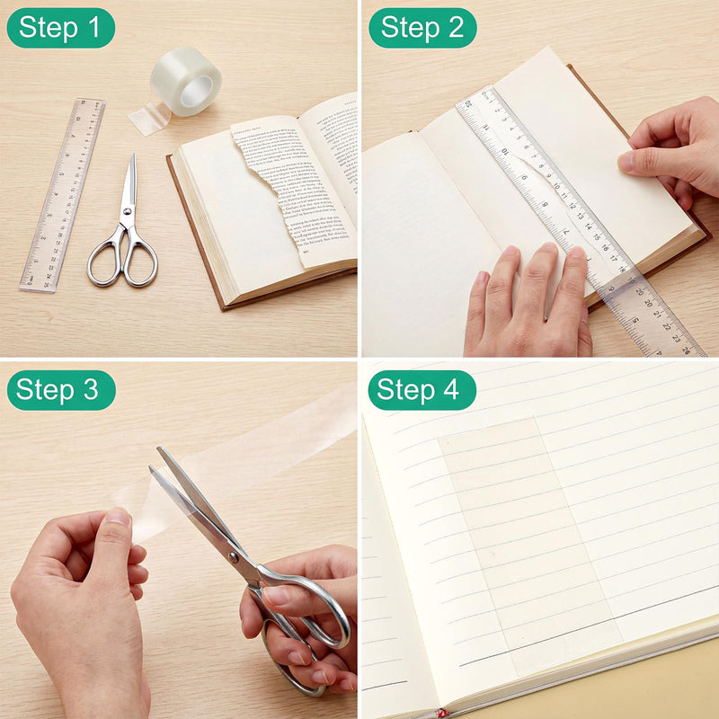 Archival Safe Book Repair Tape, Safe Acid-Free Bookbinding for Broken Pages Strong Adhesive Clear Tape Waterproof Books Binding Tapes for Libraries Old Books Broken Pages(1.77 Inch x 16.4 Feet)