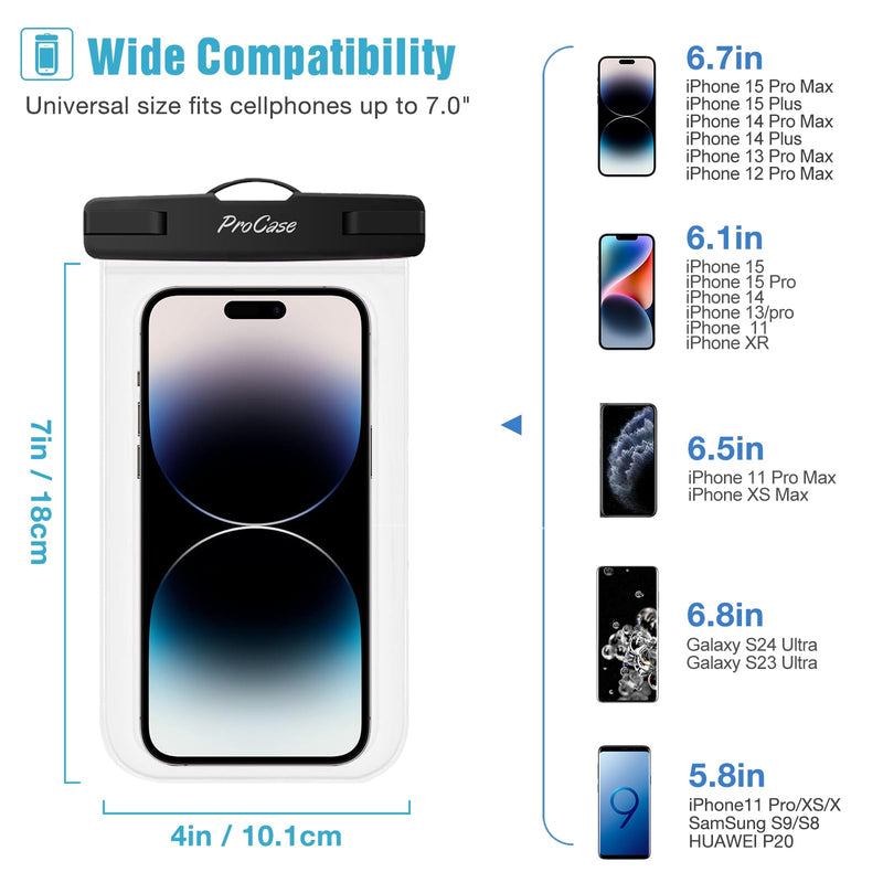 [Australia - AusPower] - 6 Pack Waterproof Phone Pouch Waterproof Phone Case for iPhone 15 14 13 12 11 Pro Max XS X, Cell Phone Pouch Holder with Lanyard for Galaxy S23 S22 S21 Pixel Up to 7.0" -Mixed Black /Blue/ Pink /Green /Yellow /Teal 